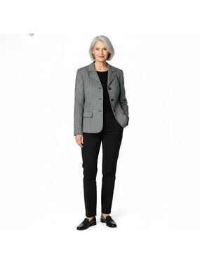 COLDWATER CREEK Wool Blend 3 Button Blazer Fully Lined Metallic Gold Thread Sz L